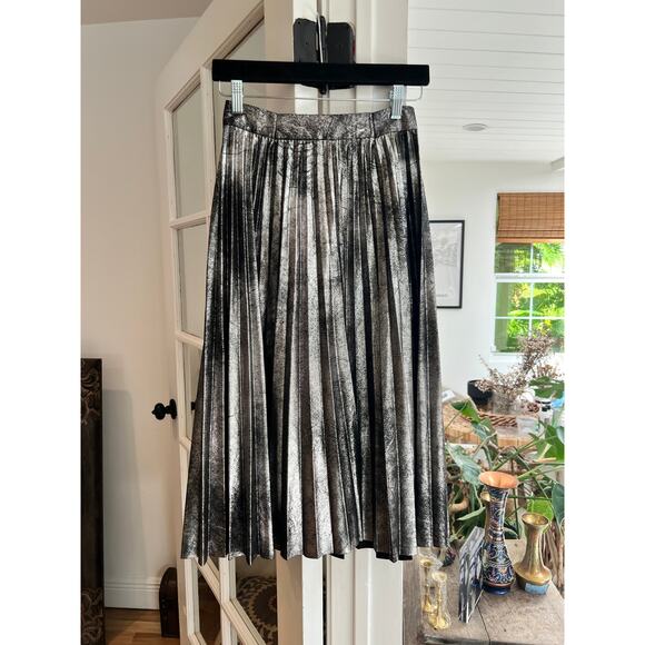 Zara Metallic Accordion Pleated Midi Skirt, Small - Picture 8 of 12